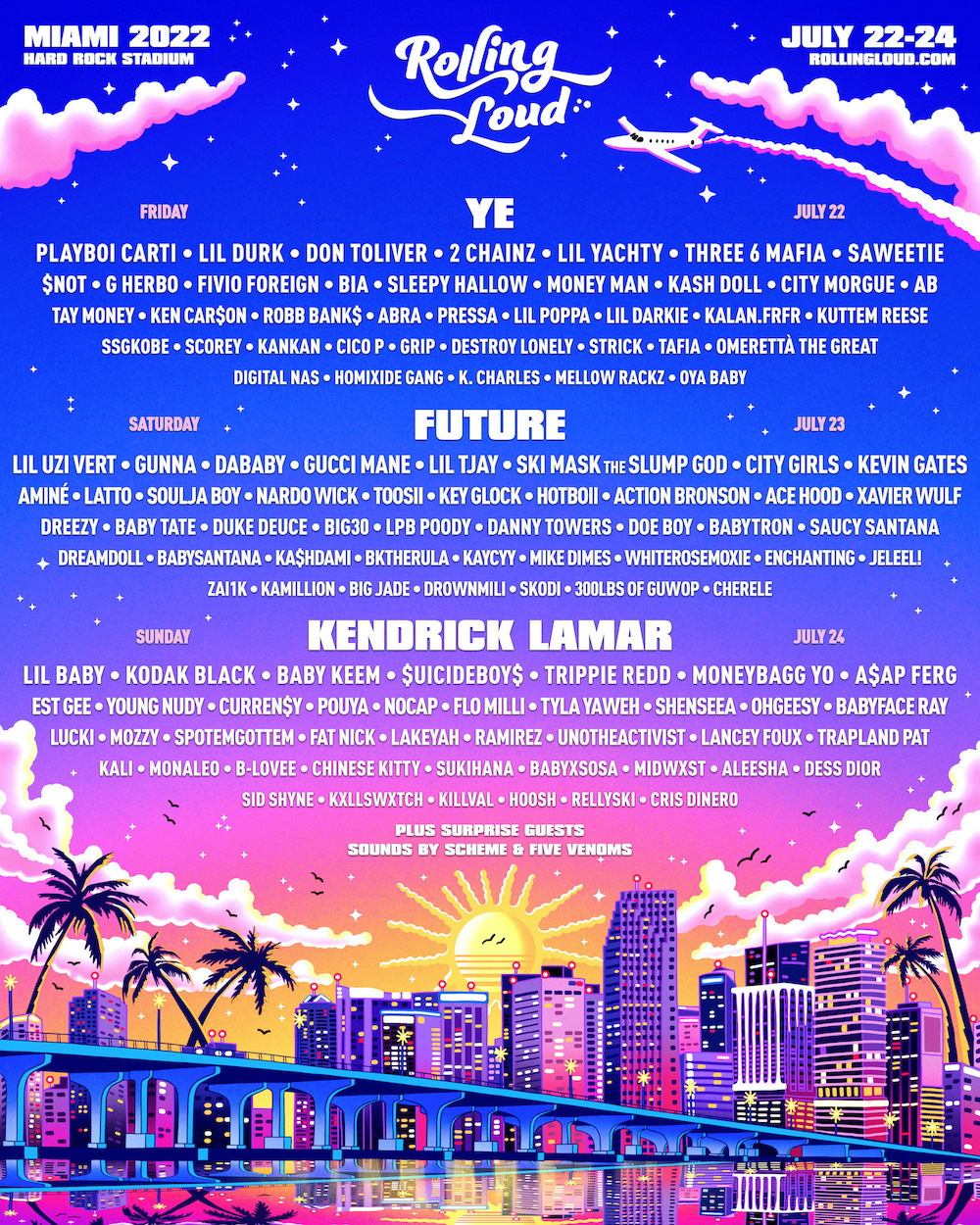 Rolling Loud Miami Lineup 2022 Kanye West, Future, Kendrick Lamar y más