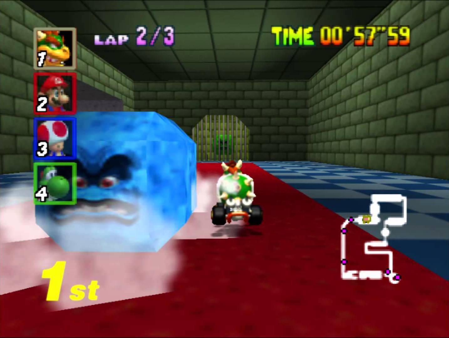 mario kart 64 bowsers castle green thwomp