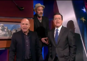 Watch Stephen Colbert, Brian Eno and Michael Stipe Sing Together
