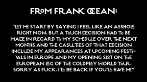 Frank Ocean Cancels European Dates