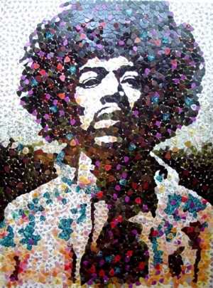 Jimi Hendrix Portrait Made of 5000 Guitar Picks