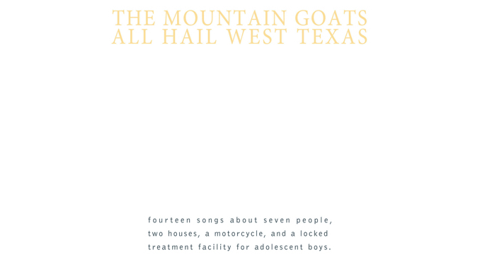 That&#8217;s Not Music You Hear, That&#8217;s The Devil: 20 Mountain Goats Songs to Celebrate 20 Years of <i>All Hail West Texas</i>