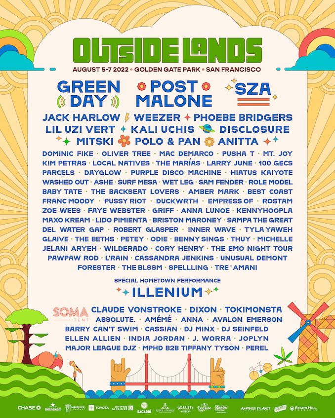 Outside Lands 2022 Lineup Green Day, Post Malone, SZA to Headline
