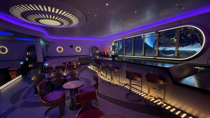 Inside the Hyperspace Lounge, the New Star Wars Bar on the Disney Wish Cruise Ship