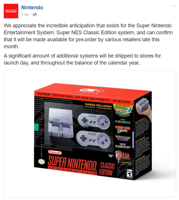 SNES Classic Post By Nintendo.PNG