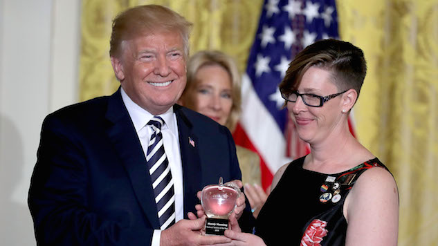Teacher of the Year Meets Trump, Wears Women's March and LGBTQ Badges