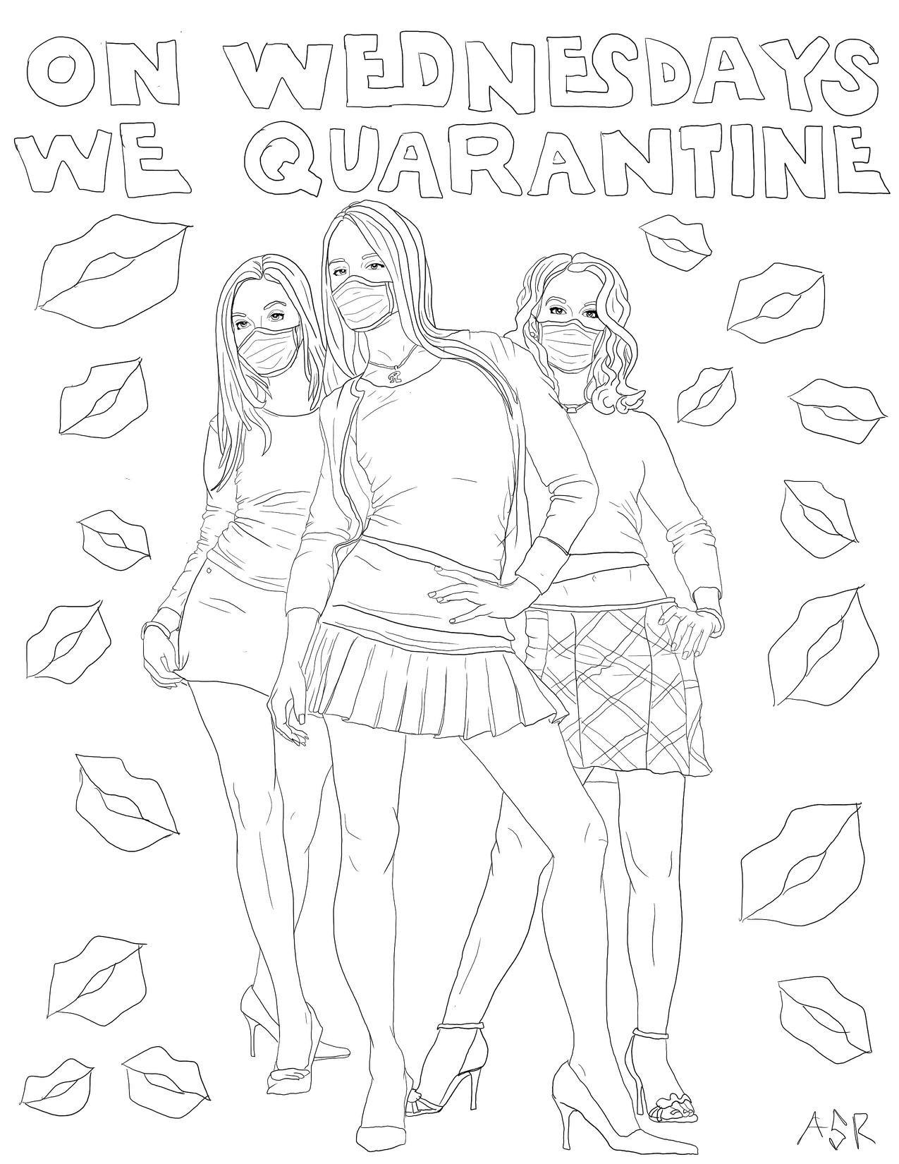 Printable Coloring Sheets Instant Download Hand-Drawn Quarantine Coloring Pages- Set of 2 Classroom Fun