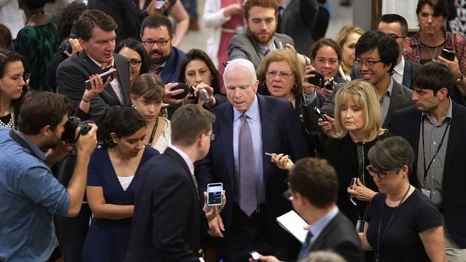 John McCain Votes for Bad Thing. Makes a Speech Saying Bad Thing Is Bad. Media Fawns Over "The Maverick." Rinse. Repeat.
