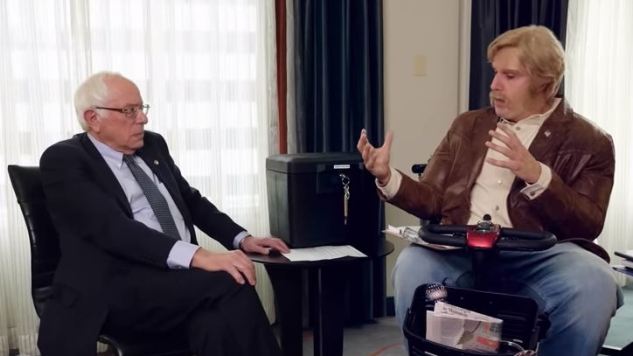 Watch Bernie Sanders Barely Tolerate Sacha Baron Cohen in Disguise