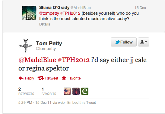 Regina Spektor Tom Petty Tweet