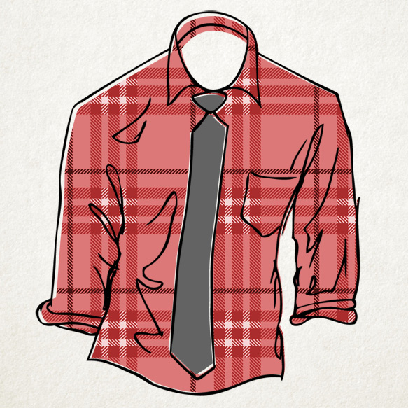 red gingham shirt tie combo