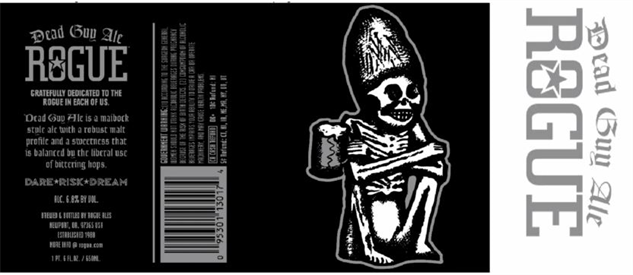 ROGUE FARMS silver Dead Guy Ale STICKER label decal craft beer brewery brewing 