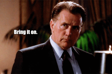 animated GIF of Martin Sheen as Jed Bartlet on the West Wing saying, 
